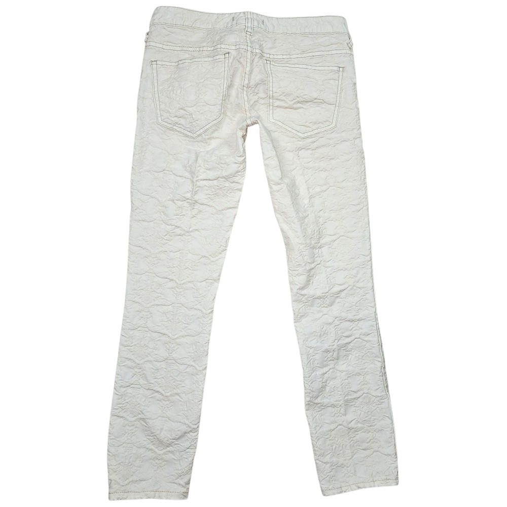 Free People Jaquard Textured Cream Lowrise Jeans In 25 - Picture 4 of 8